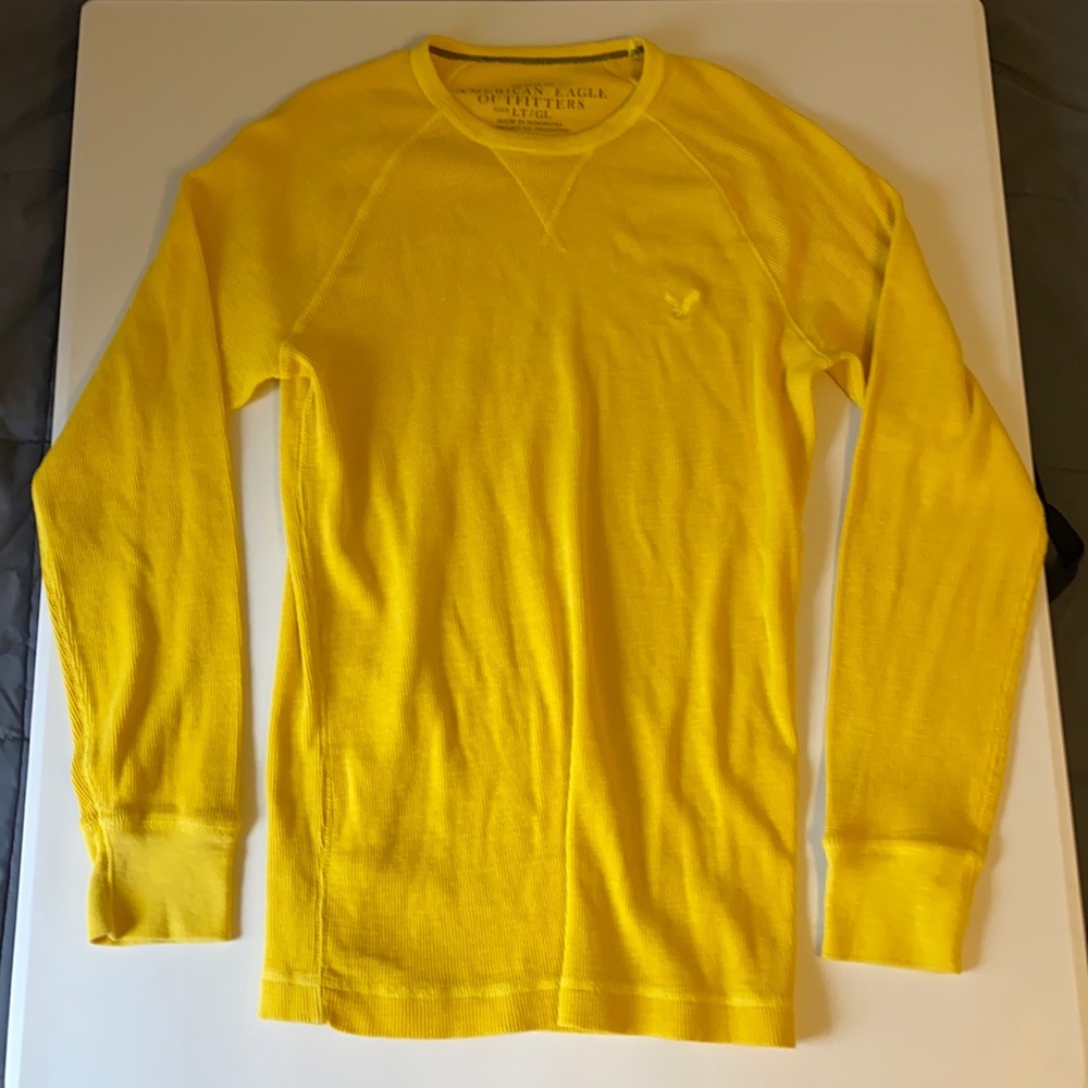 American Eagle Long Sleeve T-Shirt Yellow L/T